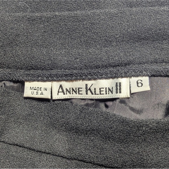 Anne Klein II Vintage Black 100% Wool Midi Skirt USA Made Size 6 - Picture 2 of 7